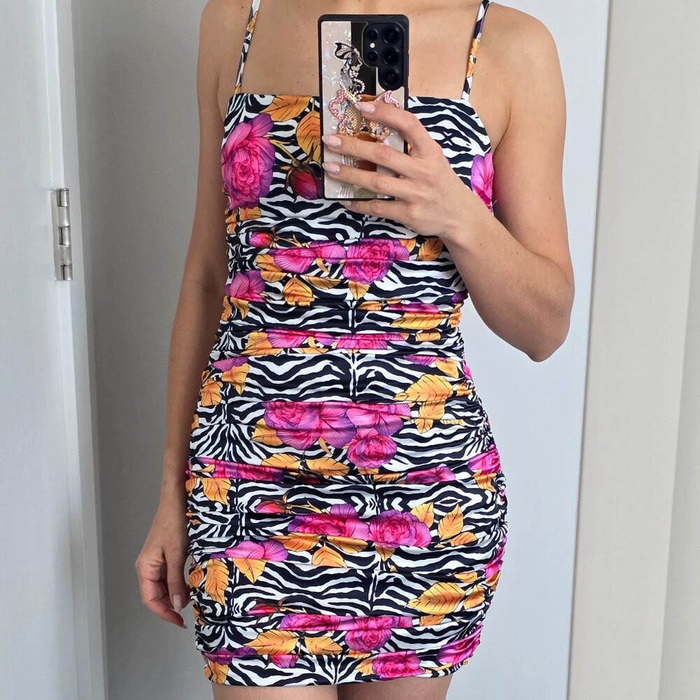 Akira Tropical Floral Mini Dress S